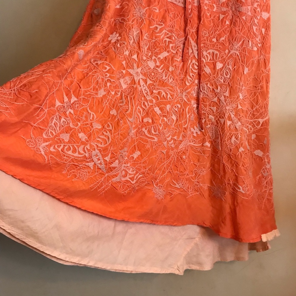 Chan Luu Silk Ballet Embroidered Skirt in Tangerine - Picture 6 of 16